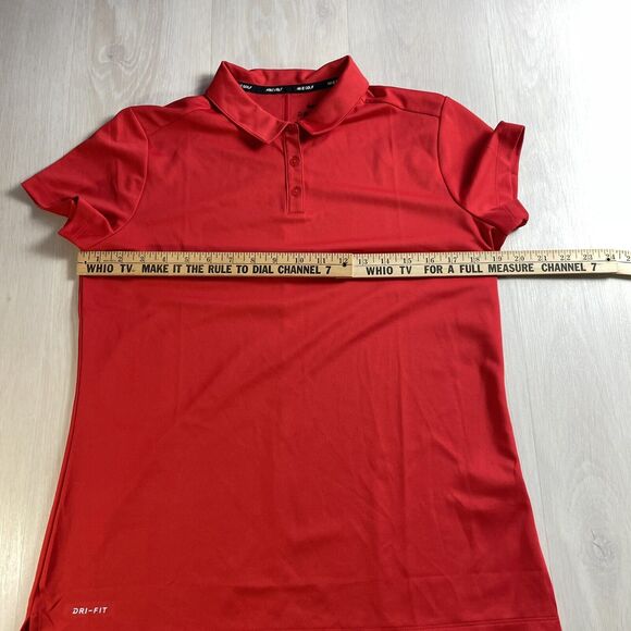 Nike Golf Polo Women's Large Red Dri-Fit Shirt Golfing Attire Sleeve Swoosh Dri - Picture 9 of 15
